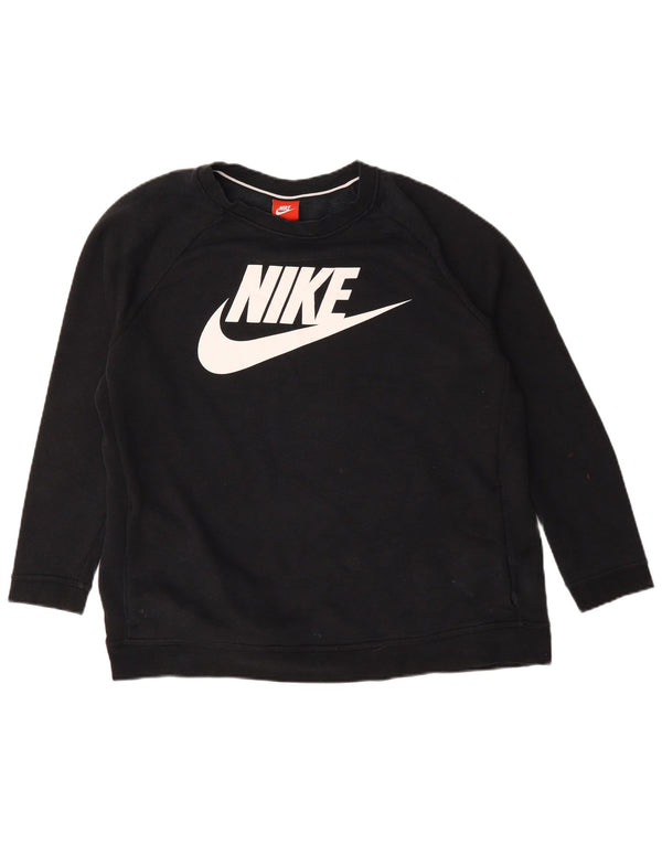 Nike Womens Graphic Oversized Sweatshirt Jumper UK 18 XL Black Cotton