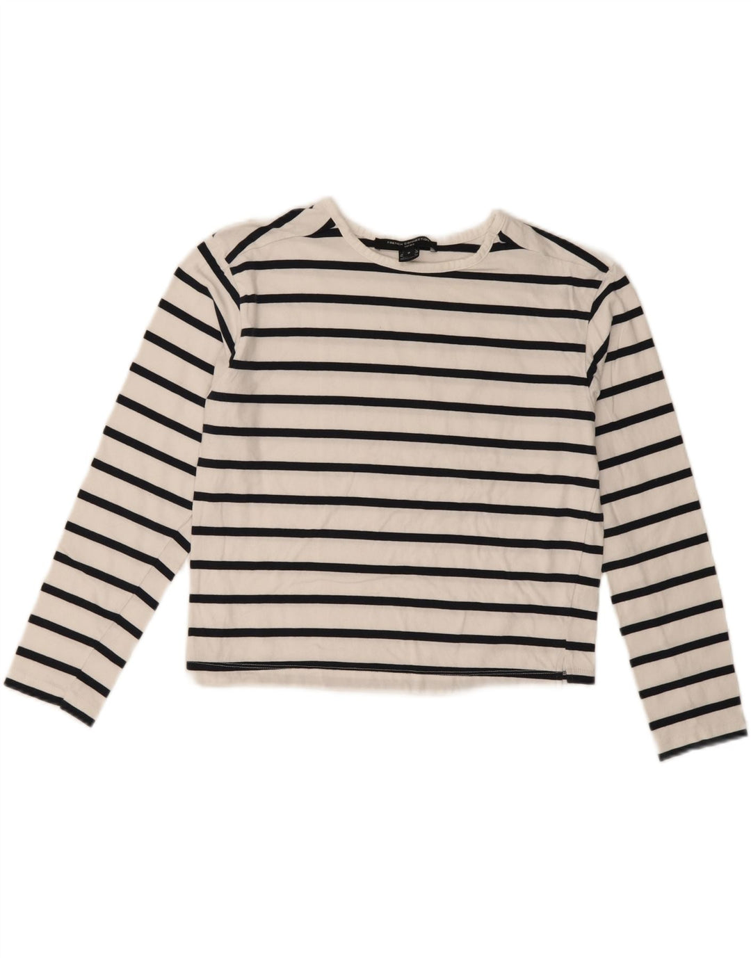 FRENCH CONNECTION Womens Crop Top Long Sleeve UK 14 Medium White Striped Vintage French Connection and Second-Hand French Connection from Messina Hembry 
