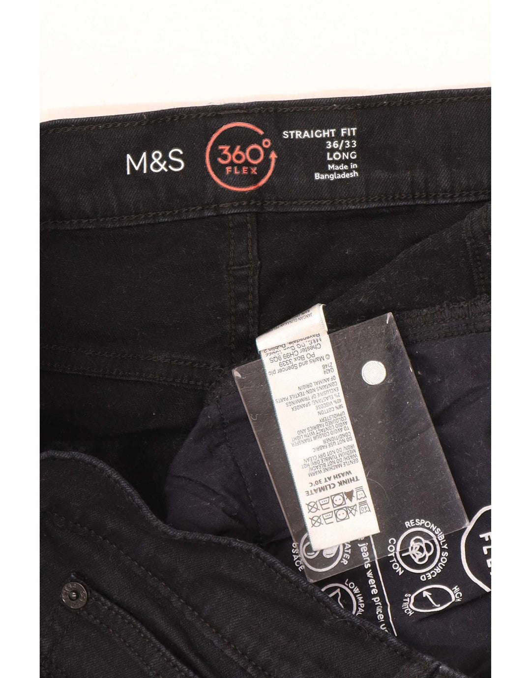 Marks & Spencer muške ravne traperice W36 L33 crni pamuk