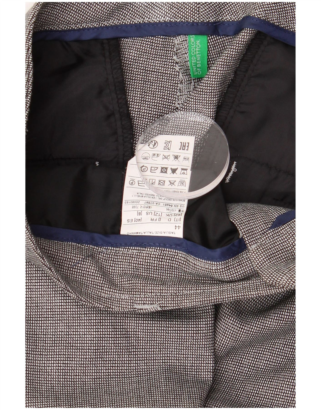 Benetton ženske sužene hlače odijela UK 12 Srednje W32 L28 Siva houndstooth