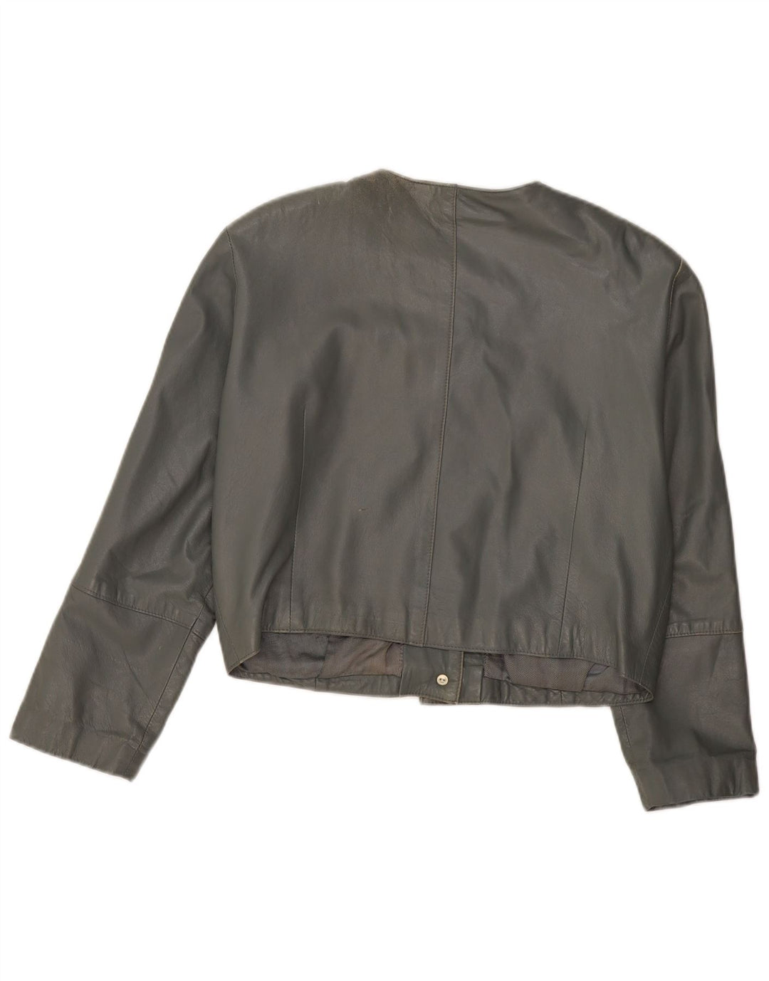 VINTAGE ženska kožna bomber jakna UK 12 Srednje siva koža