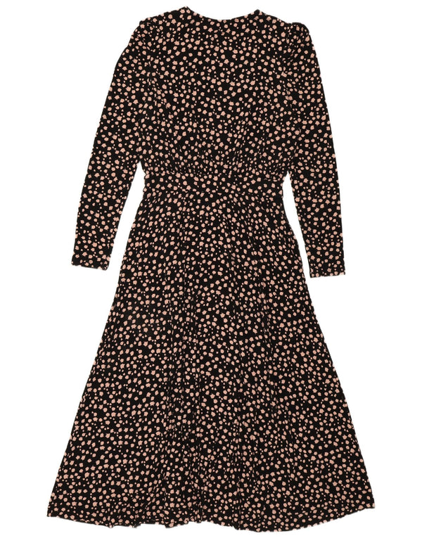 Boden ženska maksi haljina dugih rukava UK 10 Mala crna cvjetna viskoza