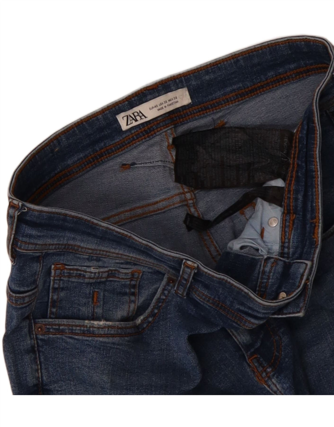 ZARA Mens Distressed Slim Jeans W32 L27 Blue Cotton Vintage Zara and Second-Hand Zara from Messina Hembry 