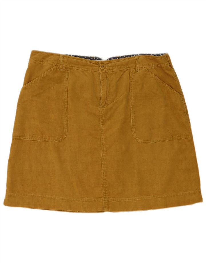 WHITE STUFF Ženska mini suknja od samta UK 12 Srednje W32 Žuti pamuk