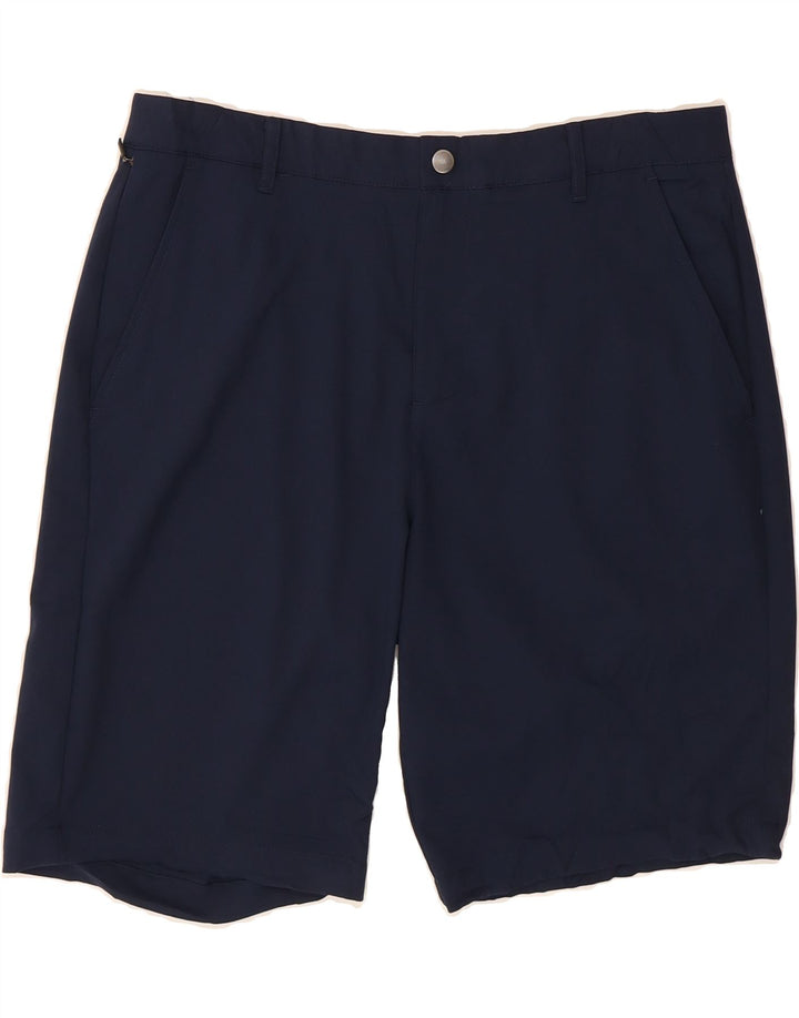 VINTAGE Mens Chino Shorts W36 Large Navy Blue Polyester Vintage Vintage and Second-Hand Vintage from Messina Hembry 