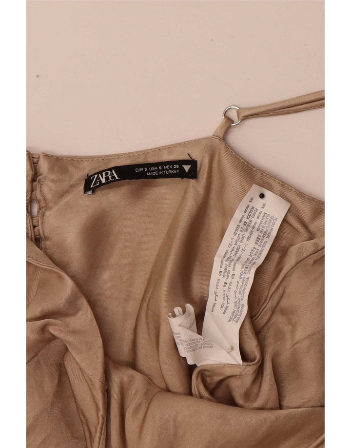 Zara ženski Cami Top UK 10 Small bež viskoza