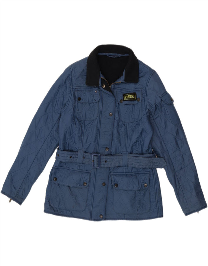 BARBOUR Womens Quilted Jacket UK 12 Medium Blue Polyamide