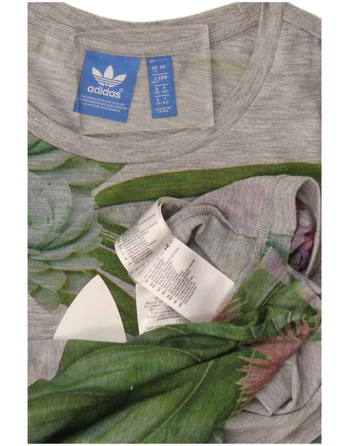 Adidas majica kratkih rukava s grafičkim motivima UK 12 Srednje sivi cvjetni poliester