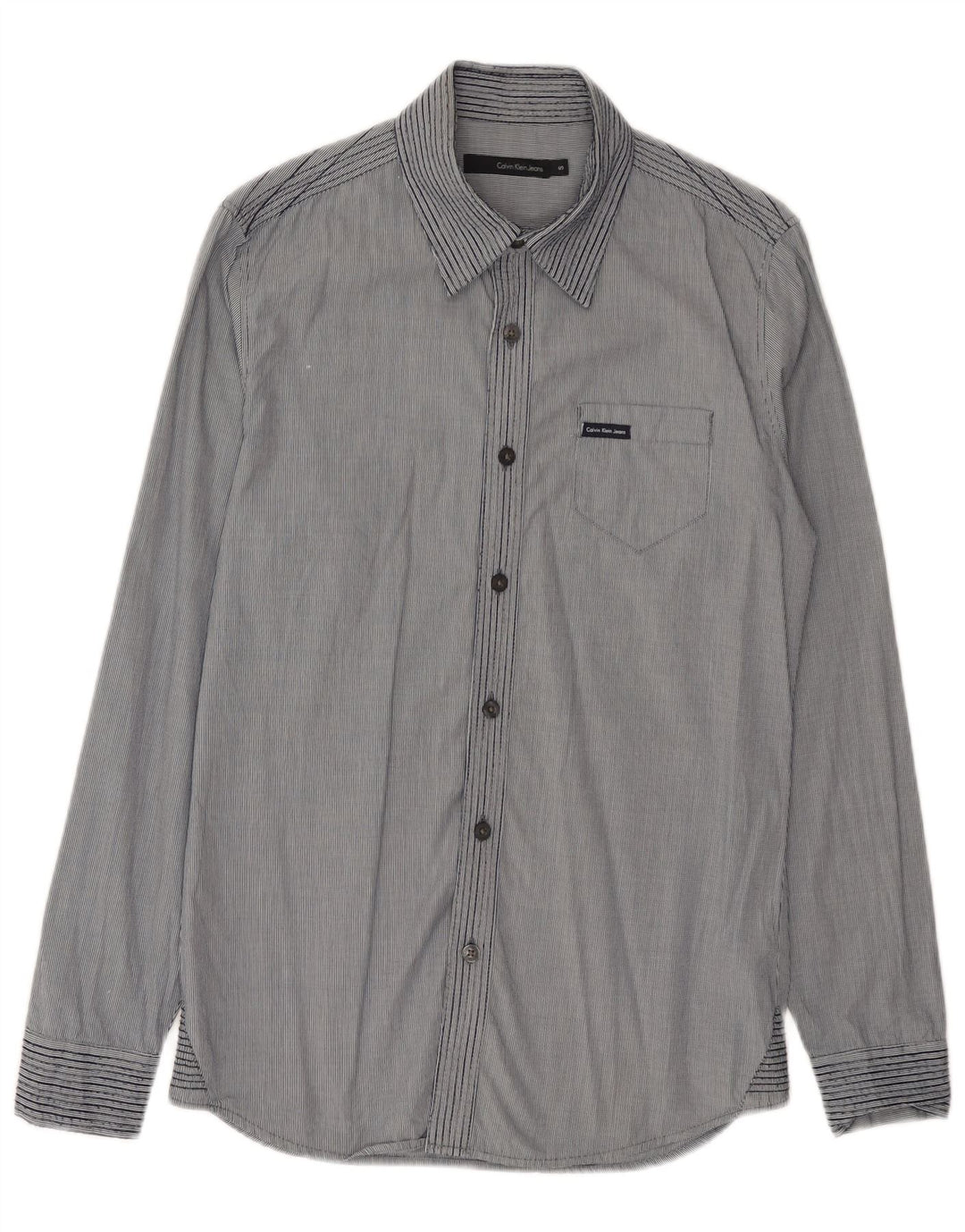 Calvin Klein Jeans muška karirana košulja s malim plavim prugama od pamuka