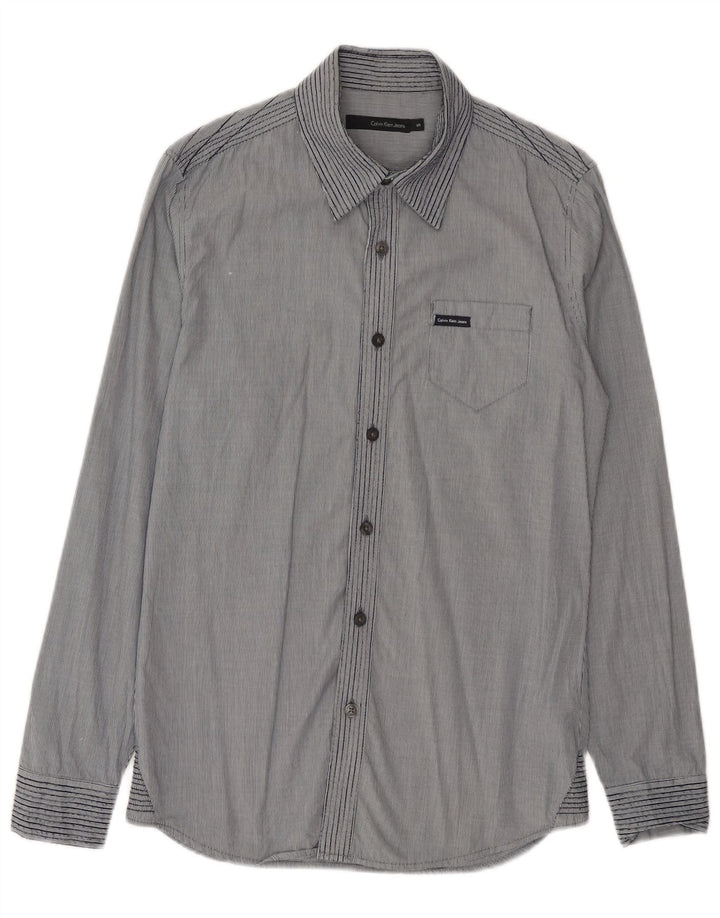 Calvin Klein Jeans muška karirana košulja s malim plavim prugama od pamuka