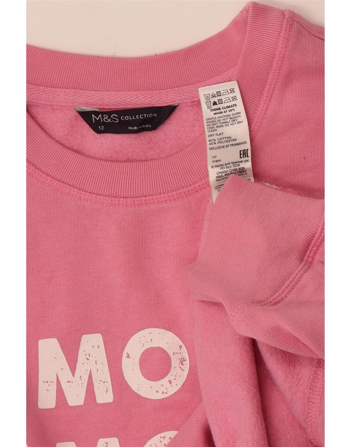 Marks & Spencer Ženska majica s grafičkim džemperom UK 12 Srednje ružičasti pamuk