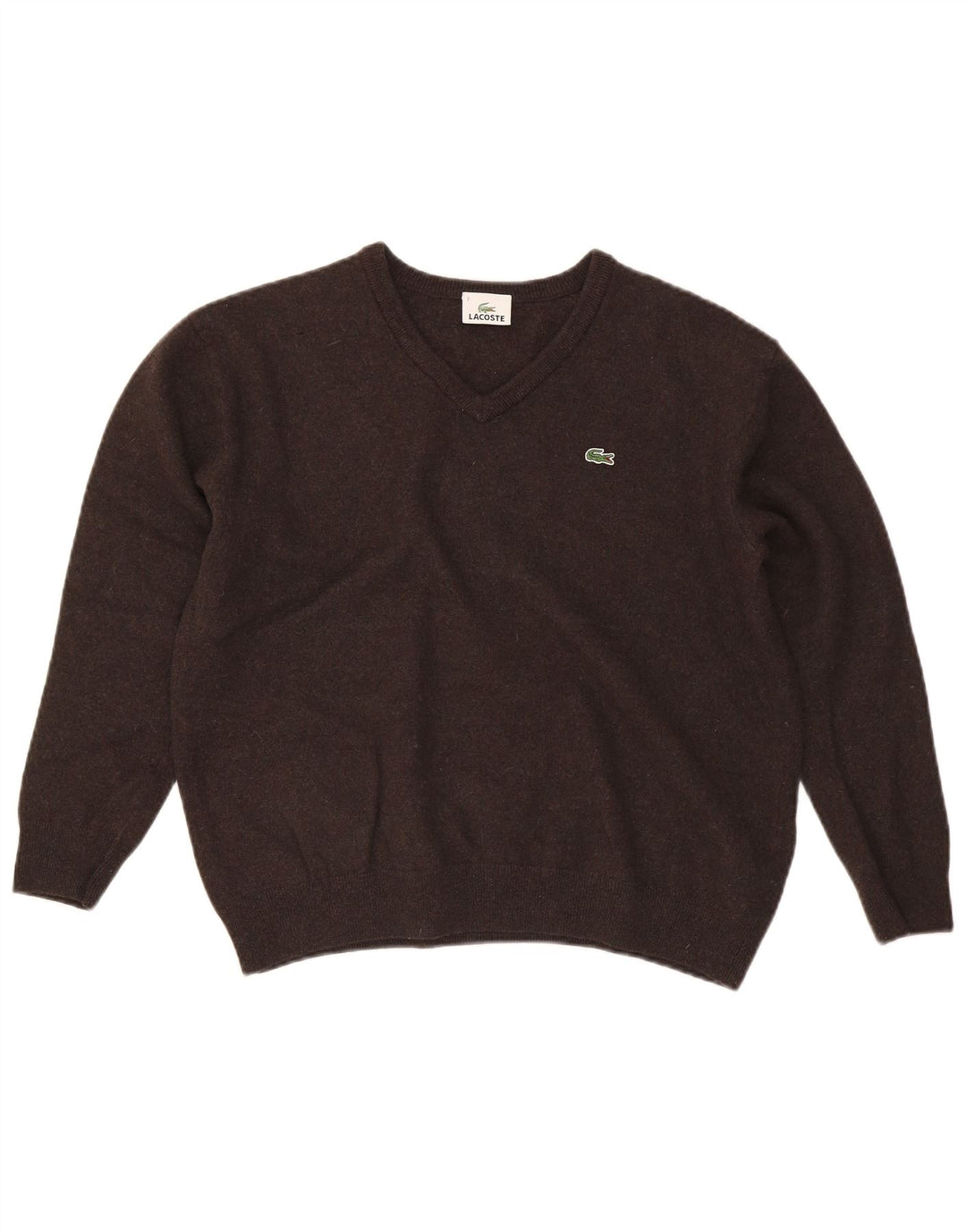 Lacoste muški džemper s V-izrezom veličina 7 2XL smeđa vunena