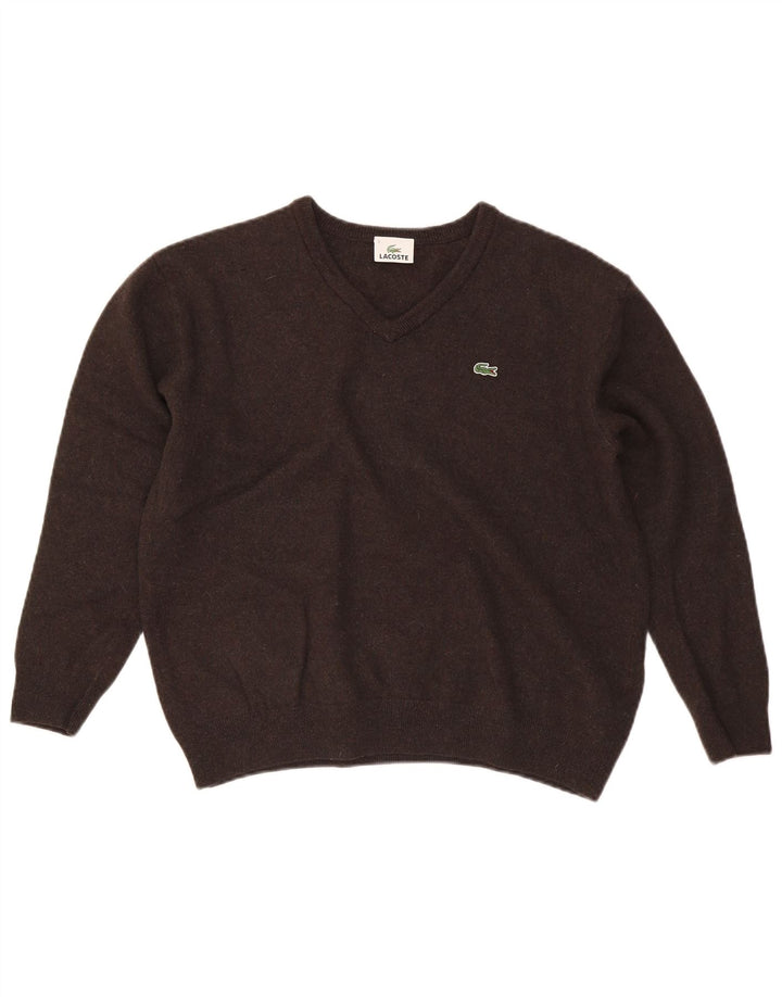 Lacoste muški džemper s V-izrezom veličina 7 2XL smeđa vunena
