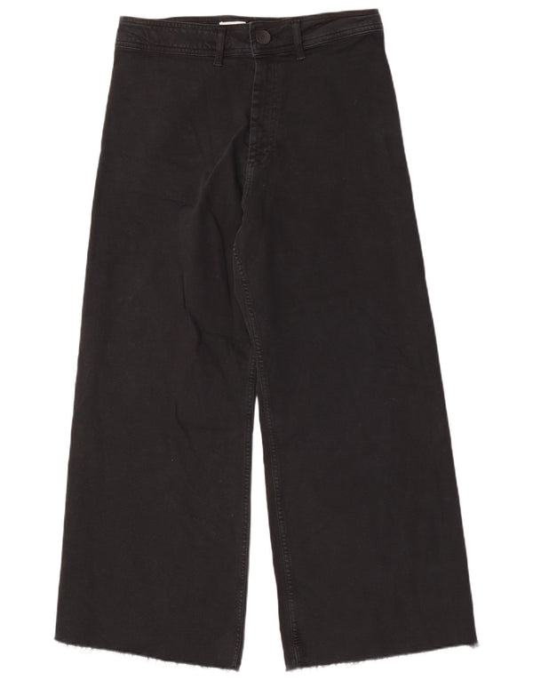 ZARA ženske traperice širokih nogavica visokog struka EU 44 XL W34 L28 crni pamuk