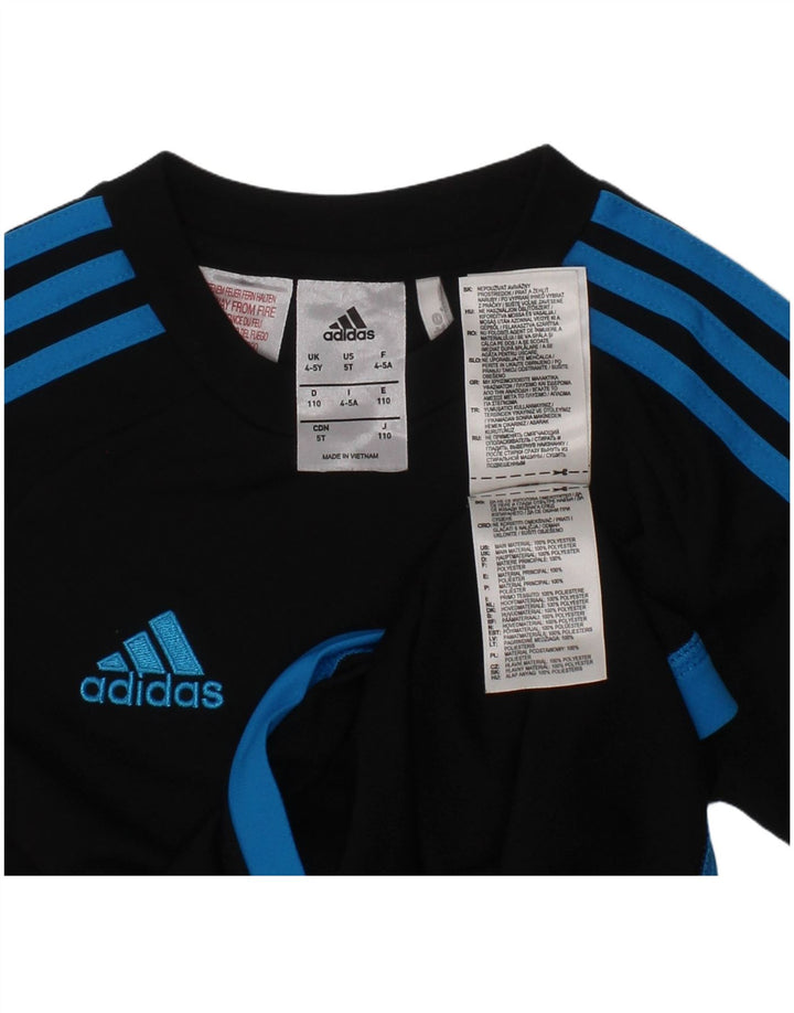 ADIDAS Boys Climalite T-Shirt Top 4-5 Years Black Colourblock Polyester