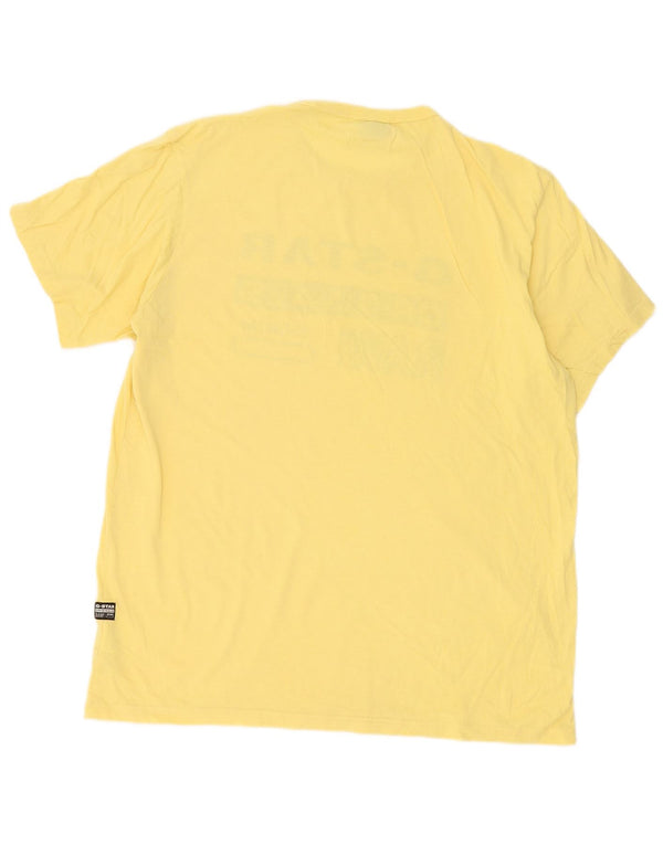 G-Star Mens Graphic T-Shirt Top XL Yellow Cotton