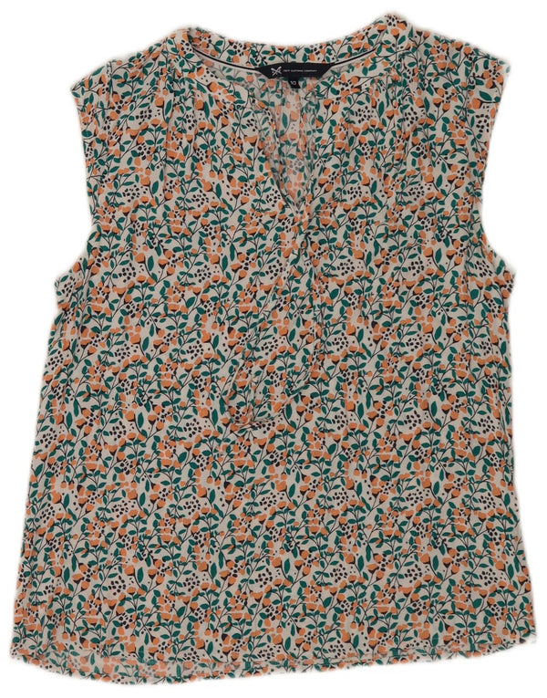 Crew Clothing Top ženska bluza bez rukava UK 10 Mala bijela cvjetna viskoza