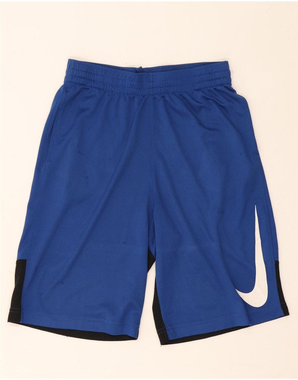 Nike Boys Dri Fit Graphic Sport Shorts 13-14 Years XL Blue Colourblock