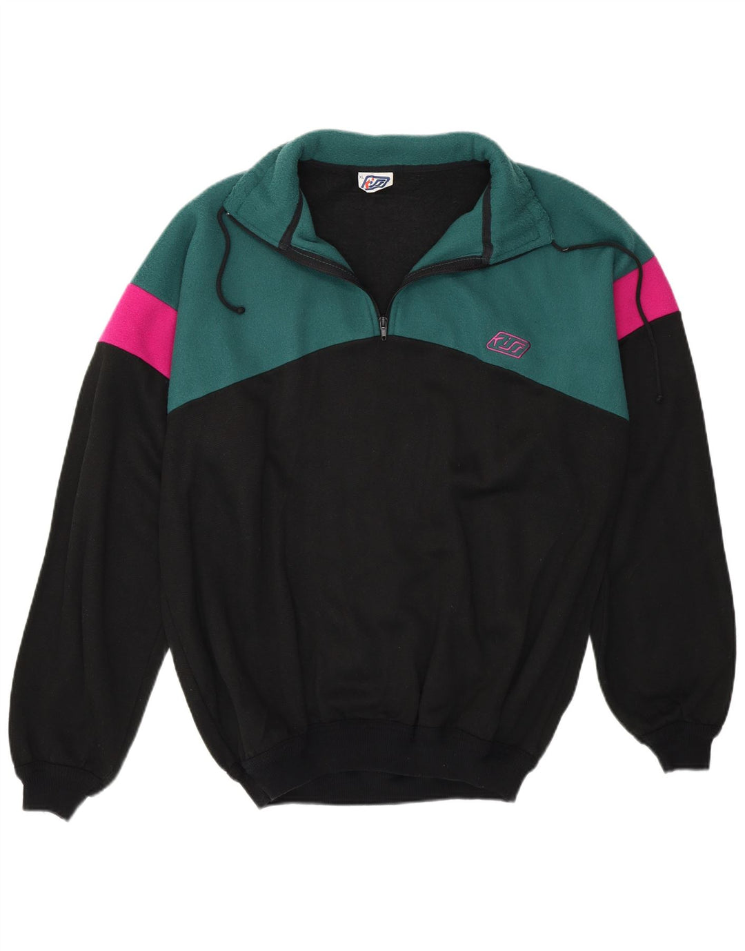 KISS Muški džemper od flisa XL, crni pamuk u blokovima boja