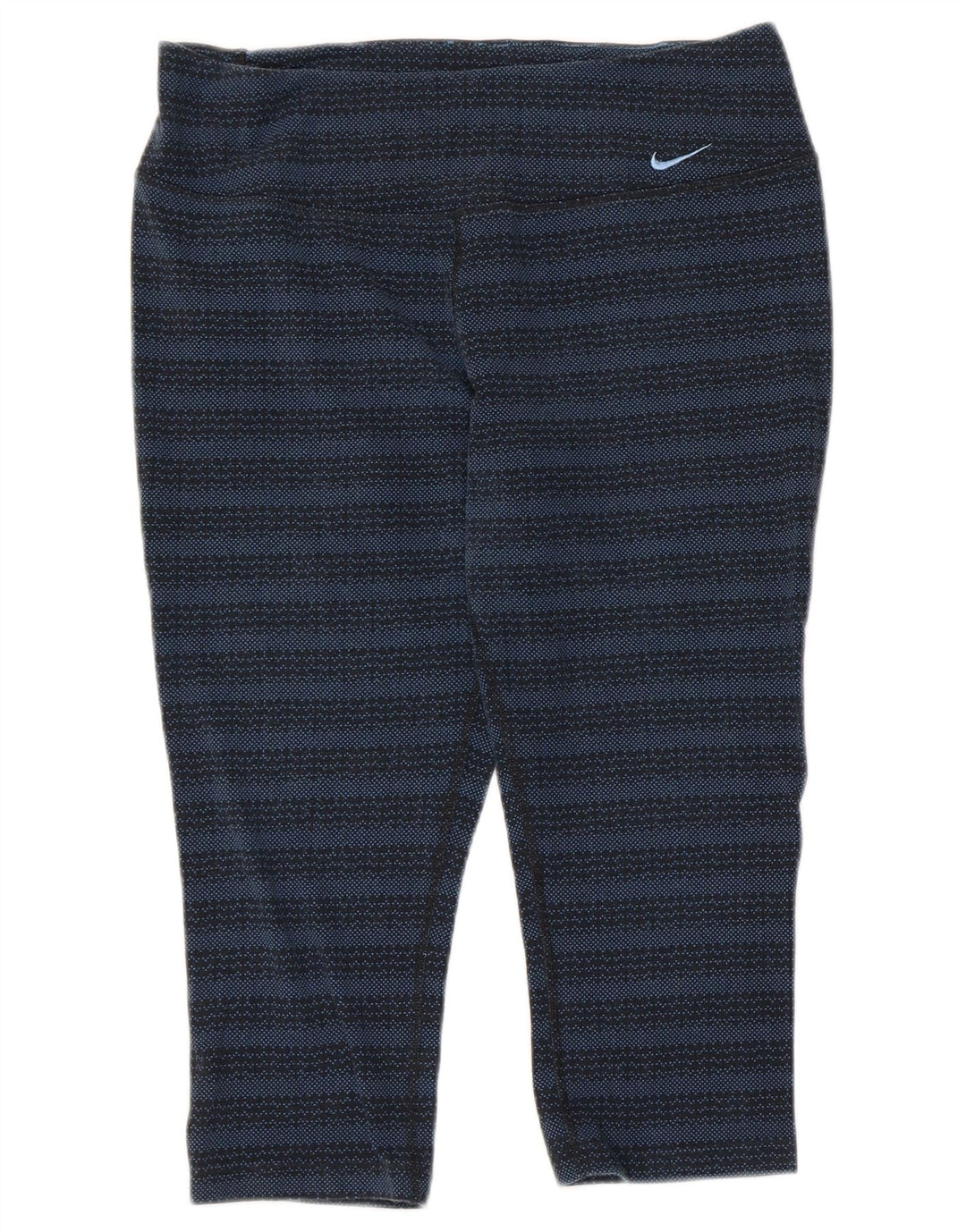 NIKE ženske Dri Fit Capri tajice UK 14 velike pamučne tamnoplave pruge