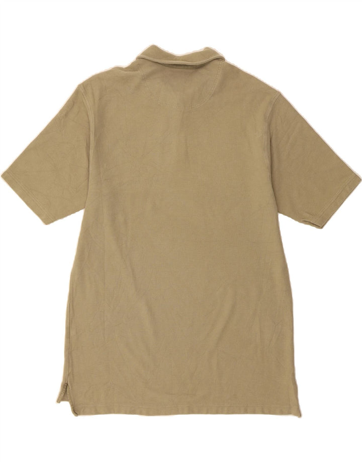 EDDIE BAUER Mens Polo Shirt Large Beige Striped Cotton Vintage Eddie Bauer and Second-Hand Eddie Bauer from Messina Hembry 