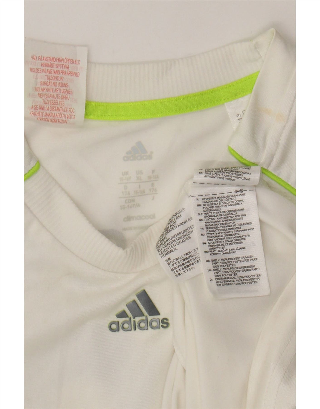 ADIDAS Boys MESSI Graphic T-Shirt Top 15-16 Years White Polyester