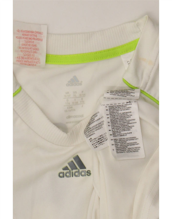 ADIDAS Boys MESSI Graphic T-Shirt Top 15-16 Years White Polyester