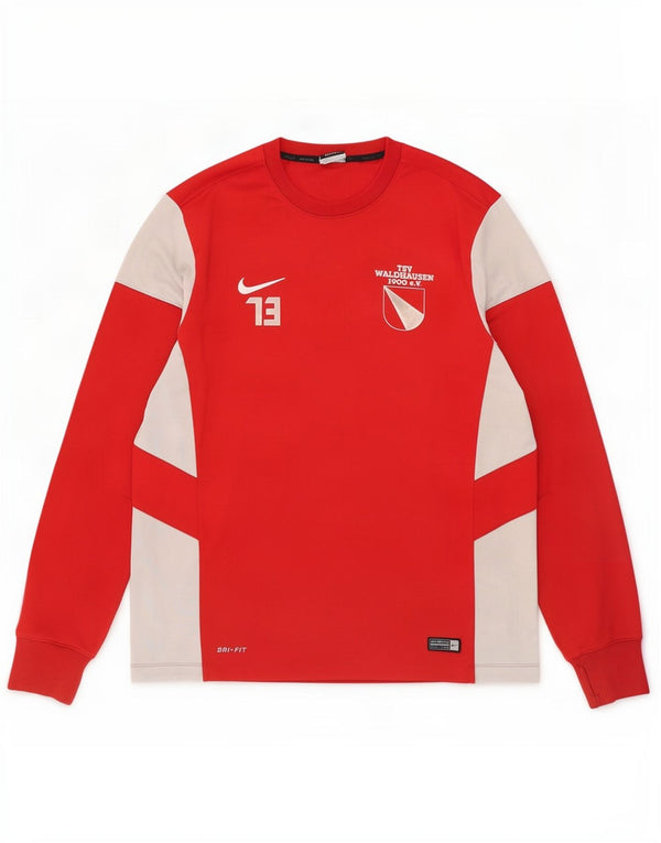 Nike muška Dri Fit grafička majica dugih rukava, veliki crveni poliester u boji