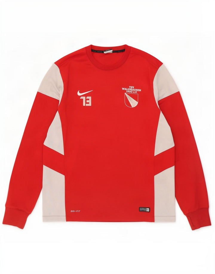 Nike muška Dri Fit grafička majica dugih rukava, veliki crveni poliester u boji