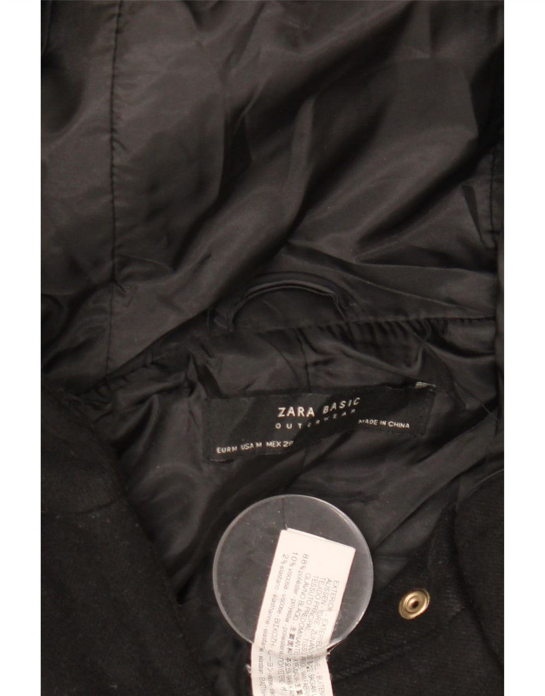 Zara ženska bomber jakna s kapuljačom UK 14 srednji crni poliester