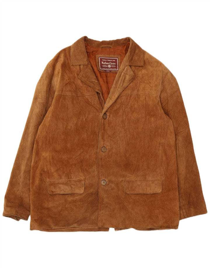 Marlboro Classics Mens Suede Jacket UK 40 Large Brown Leather