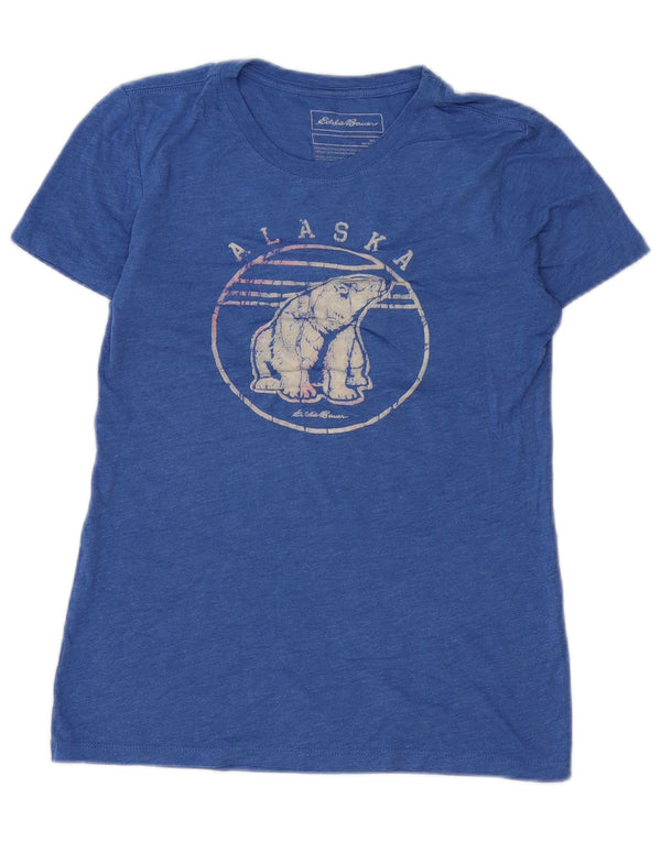 Eddie Bauer Ženska Alaska grafička majica kratkih rukava UK 10 Mali plavi poliester