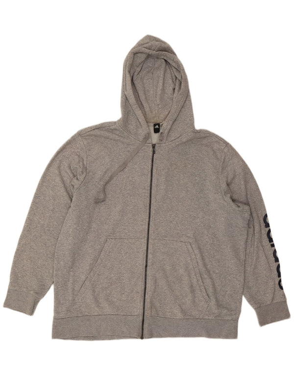 Adidas muški pulover s kapuljačom s grafičkim patentnim zatvaračem 2XL sivi s pjegama