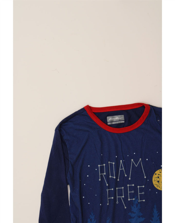 EDDIE BAUER Boys Graphic Top Long Sleeve 14-15 Years Large Navy Blue Vintage Eddie Bauer and Second-Hand Eddie Bauer from Messina Hembry 
