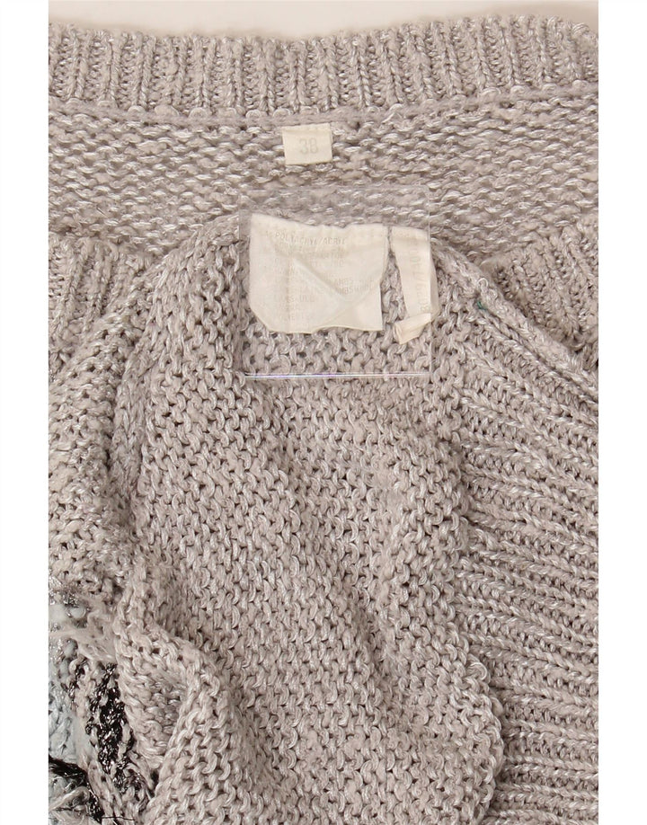 VINTAGE Womens Oversized Boat Neck Jumper Sweater EU 38 Medium Grey Vintage Vintage and Second-Hand Vintage from Messina Hembry 