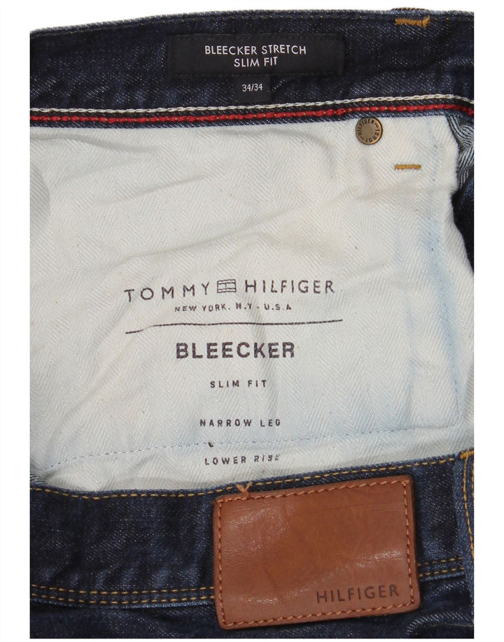 Tommy Hilfiger muške Bleecker uske traperice W34 L34 tamnoplavi pamuk
