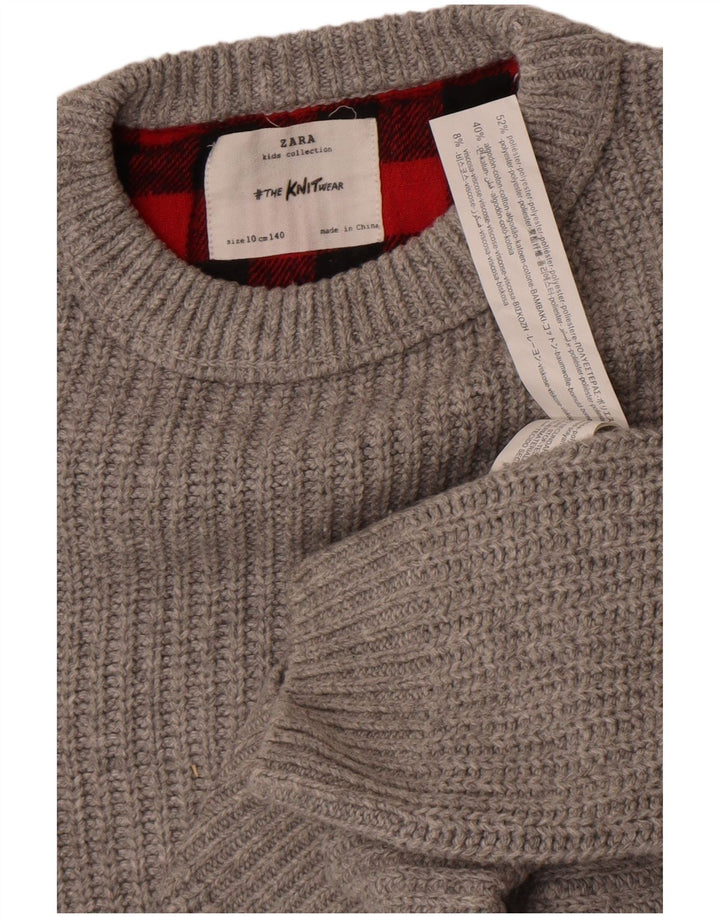 Zara pulover s veznim izrezom za dječake 9-10 godina, sivi poliester