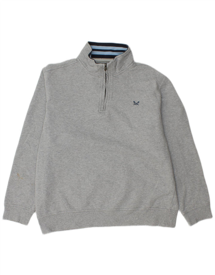 CREW CLOTHING Ženska majica s izrezom s patentnim zatvaračem UK 20 2XL Sivi pamuk