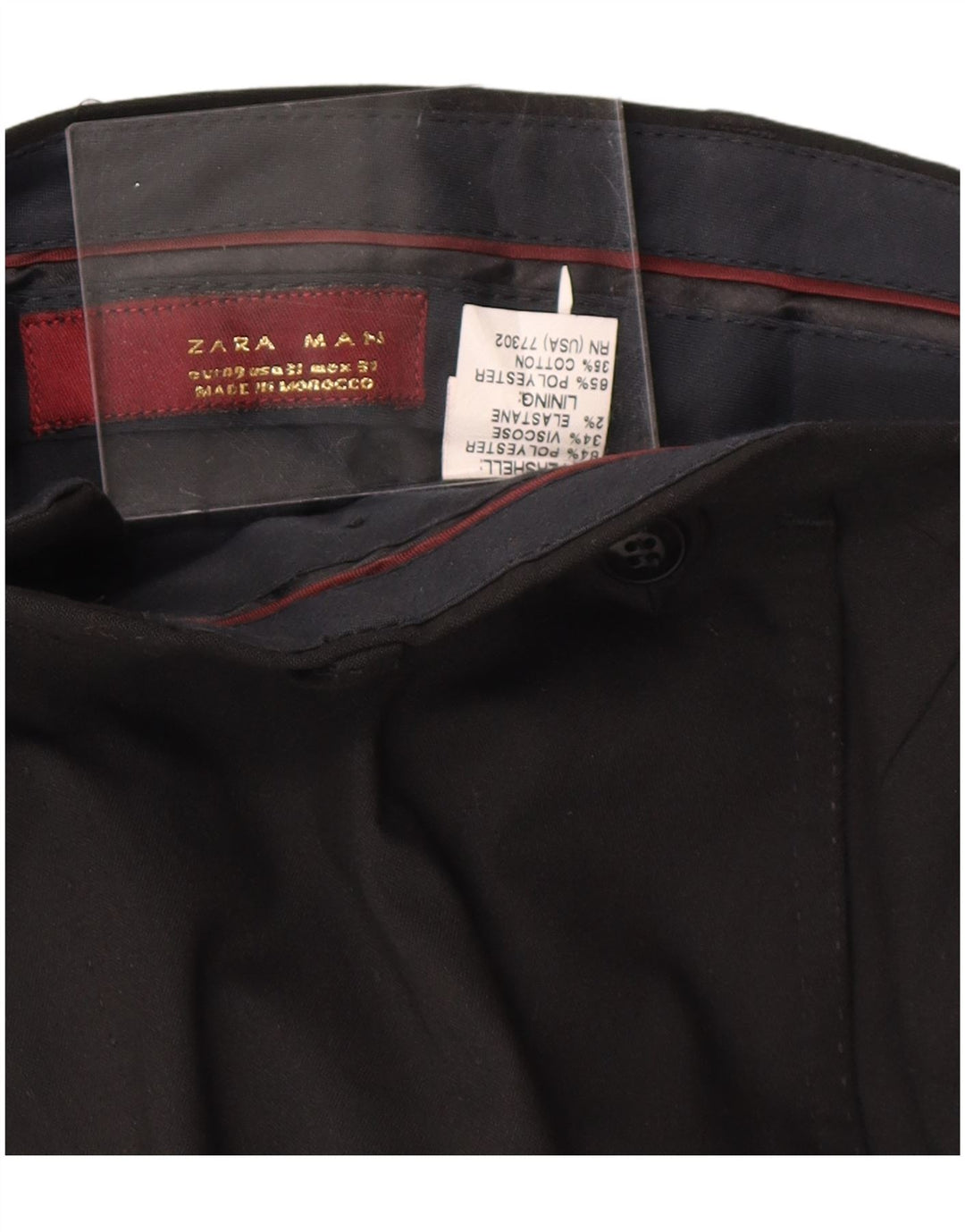 ZARA muške hlače ravnog odijela EU 40 srednje W31 L32 crni poliester