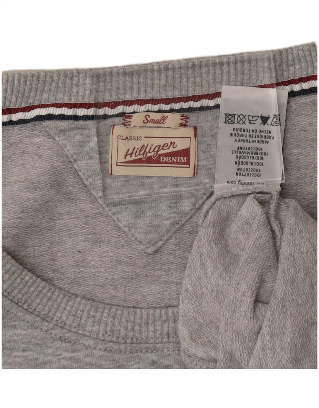 TOMMY HILFIGER Ženska klasična majica s kratkim rukavima UK 10 Mali sivi pamuk