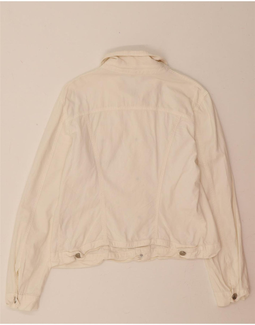 BIANCA MARIA CASELLI Womens Crop Denim Jacket IT 44 Medium White Cotton Vintage Bianca Maria Caselli and Second-Hand Bianca Maria Caselli from Messina Hembry 
