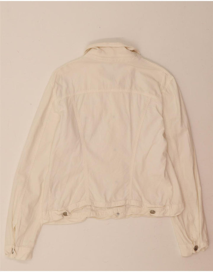 BIANCA MARIA CASELLI Womens Crop Denim Jacket IT 44 Medium White Cotton Vintage Bianca Maria Caselli and Second-Hand Bianca Maria Caselli from Messina Hembry 