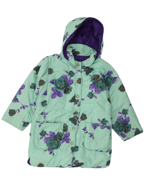 Magil Womens Hooded Padded Coat UK 16 Large Green Floral Polyester