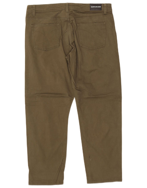 CALVIN KLEIN Ženske skraćene sužene hlače US 12 Large W34 L26 Kaki