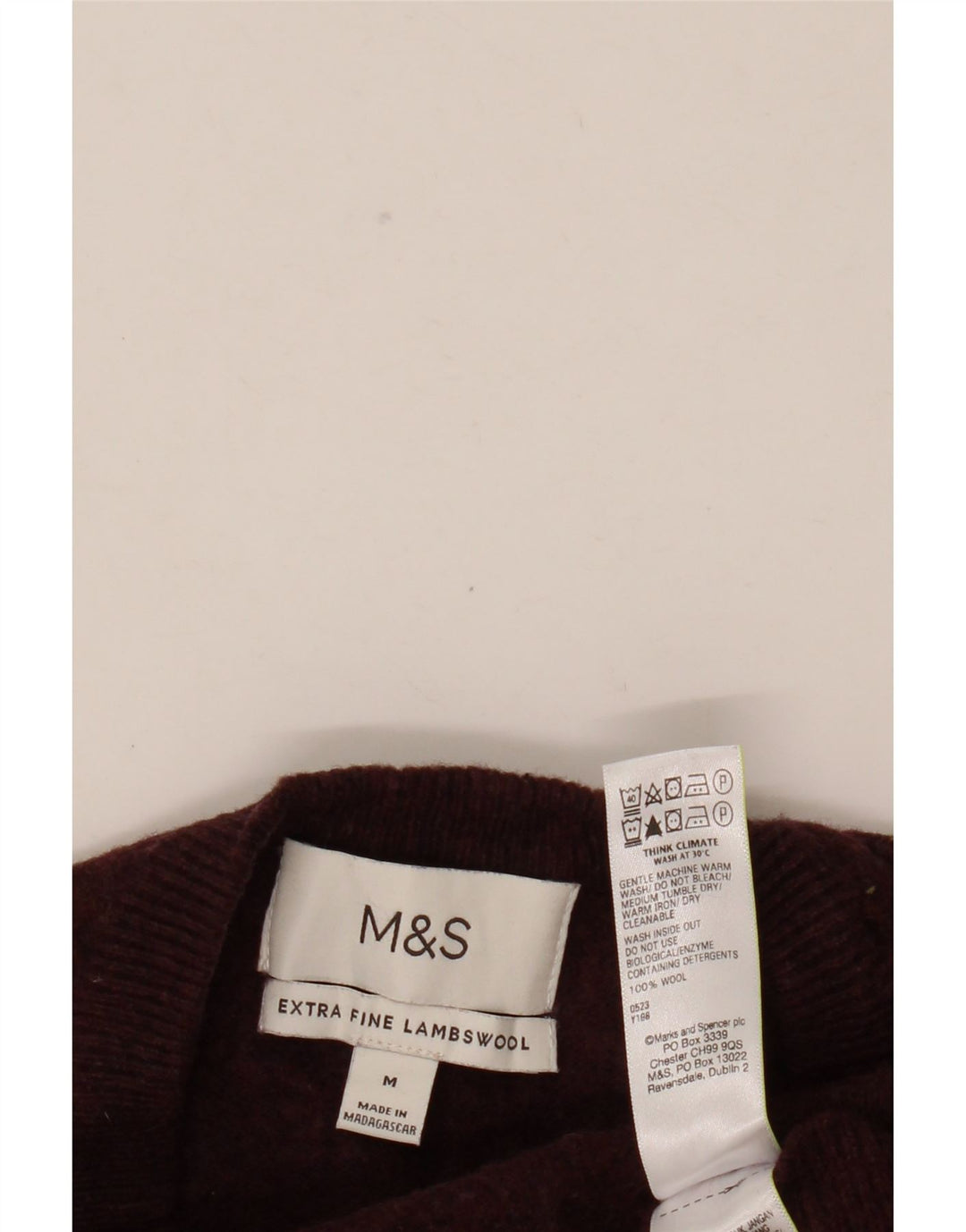 Marks & Spencer Womens Crew Neck Jumper Sweater UK 12 Medium Burgundy Wool