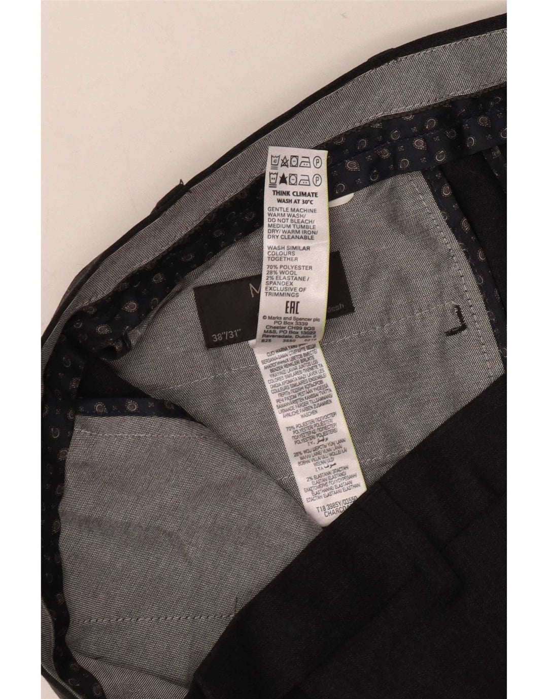 Marks & Spencer muške hlače ravnog odijela W38 L31 sivi poliester