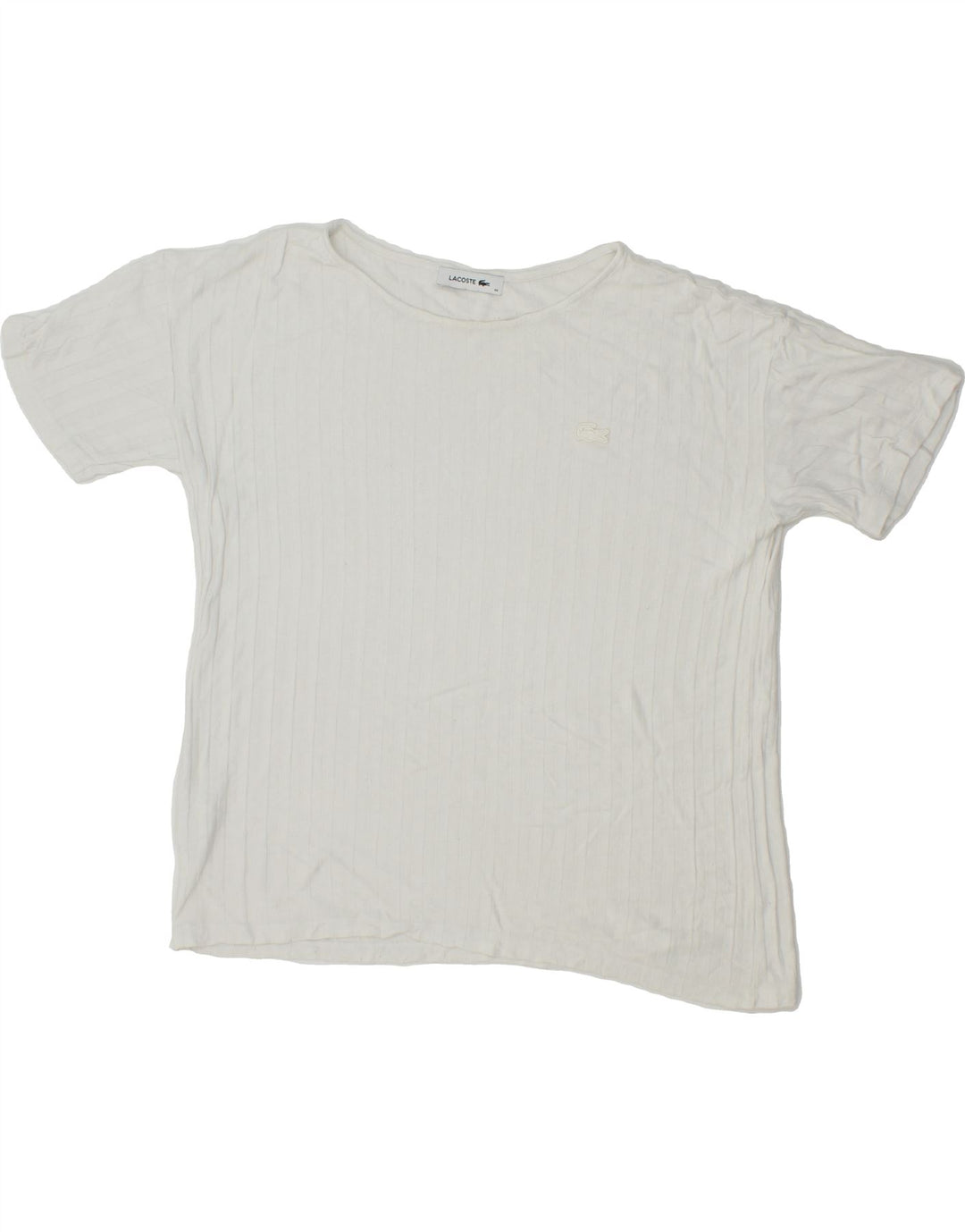 LACOSTE Womens T-Shirt Top Size 44 Large Off White Viscose Vintage Lacoste and Second-Hand Lacoste from Messina Hembry 