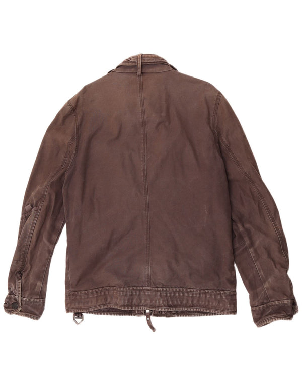 Superdry Mens Utility Jacket UK 40 Large Brown Pamuk