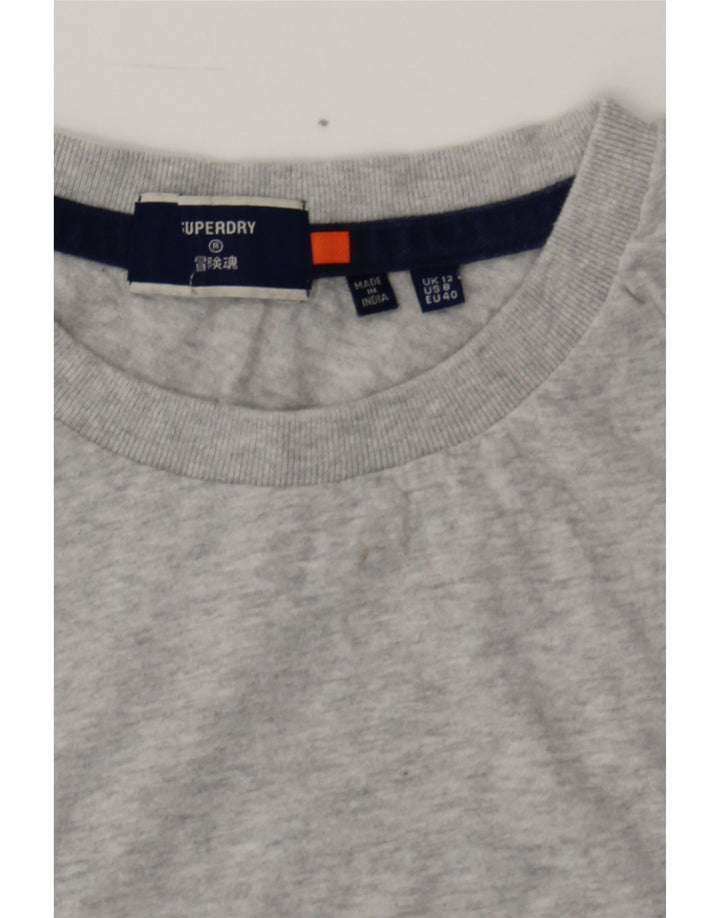 SUPERDRY Womens T-Shirt Top UK 12 Medium  Grey Cotton Vintage Superdry and Second-Hand Superdry from Messina Hembry 