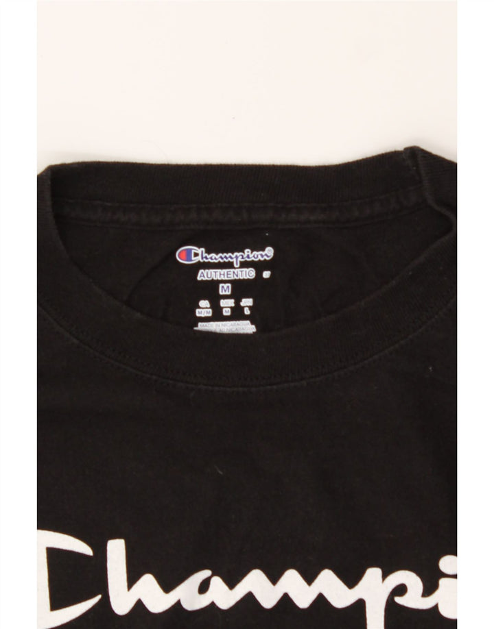 CHAMPION Mens Graphic Top Long Sleeve Medium Black Cotton Vintage Champion and Second-Hand Champion from Messina Hembry 